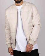 Quilted Bomber Jacket in Beige