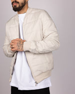 Quilted Bomber Jacket in Beige