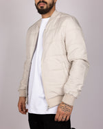 Quilted Bomber Jacket in Beige