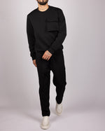 Utility Pocket Sweater & Joggers Set in Black