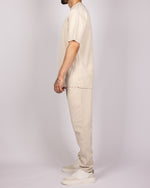 Ribbed Texture T-Shirt & Jogger Set in Beige