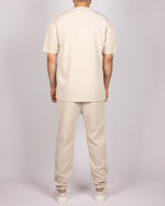 Ribbed Texture T-Shirt & Jogger Set in Beige