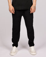 Ribbed Texture T-Shirt & Jogger Set in Black