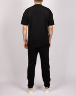 Ribbed Texture T-Shirt & Jogger Set in Black