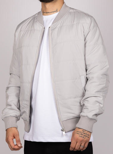 Quilted Bomber Jacket Grey