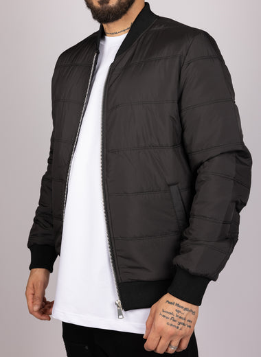 Quilted Bomber Jacket Black