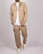 Linen-Blend Overshirt & Trousers Set Beige