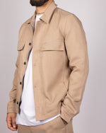 Linen-Blend Overshirt & Trousers Set Beige