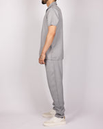 Short Sleeve Shirt & Drawstring Pants Set Grey