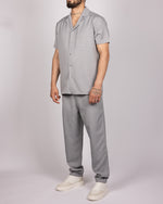 Short Sleeve Shirt & Drawstring Pants Set Grey