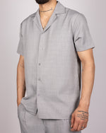 Short Sleeve Shirt & Drawstring Pants Set Grey