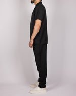 Short Sleeve Shirt & Drawstring Pants Set Black