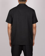 Short Sleeve Shirt & Drawstring Pants Set Black