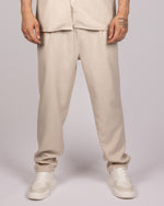 Short Sleeve Shirt & Drawstring Pants Set Beige