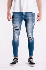 Blue Rip & Repair Studded Jeans