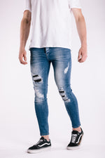 Blue Rip & Repair Studded Jeans