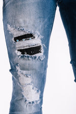 Blue Rip & Repair Studded Jeans