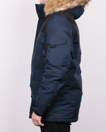 Blue & Black Contrast Parka Jacket