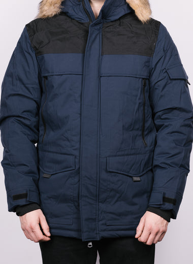 Blue & Black Contrast Parka Jacket