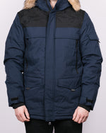 Blue & Black Contrast Parka Jacket