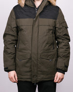 Khaki & Black Contrast Parka Jacket