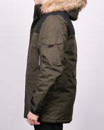 Khaki & Black Contrast Parka Jacket