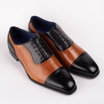 Black/Tan Two Tone Cap Toe Shoe