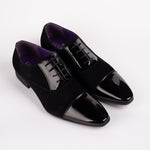 Black Wingtip Patent Suede Shoe