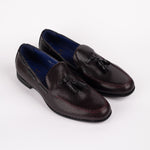 Wine Diamond Pattern Tassel Loafer