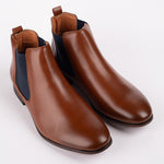 Tan/Navy Leather Slip On Chelsea Boot