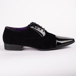 Black Wingtip Patent Suede Shoe