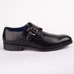 Black Silver Buckle Monk Strap Shoes