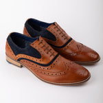 Murray -  Tan Leather Contrast Brogue Shoe