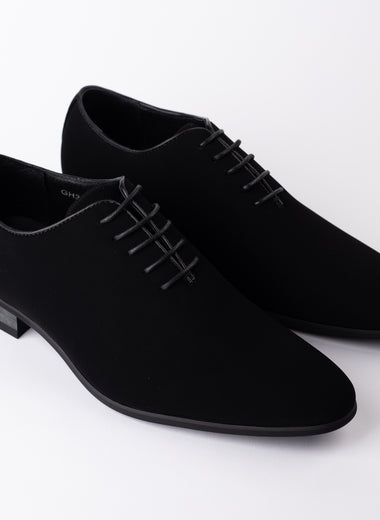 Black Faux Suede Oxford Shoe