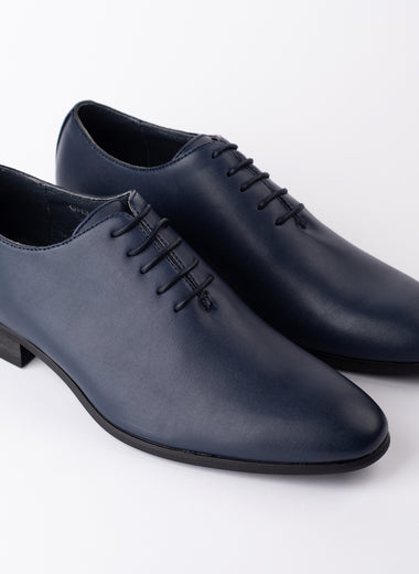 Navy Leather Wholecut Oxford Shoe