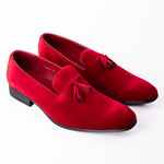 Scarlet Suede Slip On Tassel Detail Loafer