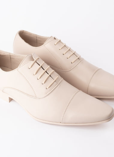 Beige Pointed Toe Cap Shoe