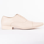 Beige Pointed Toe Cap Shoe