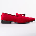 Scarlet Suede Slip On Tassel Detail Loafer