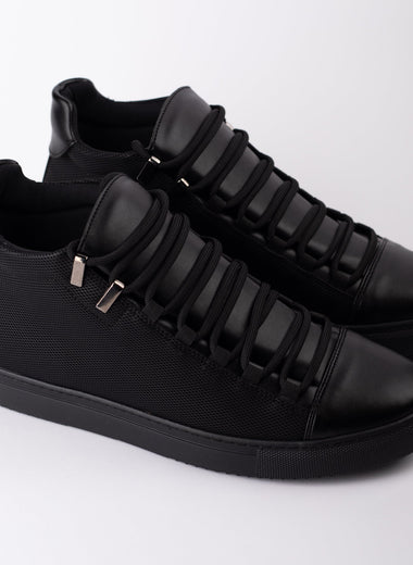 Hatch Pattern High-top Shoe Black