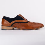 Murray -  Tan Leather Contrast Brogue Shoe