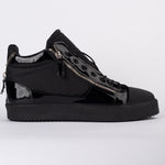 Black High-top Patent Leather Zip Detail Trainer