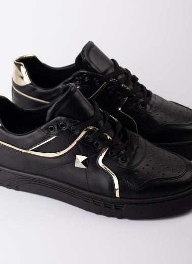 Black Trainer with Gold Detail