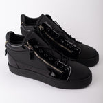 Black High-top Patent Leather Zip Detail Trainer