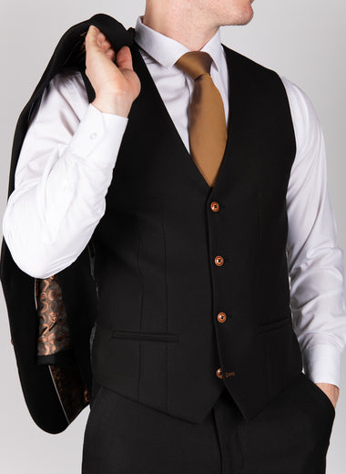 Max - Black Single Breasted Waistcoat