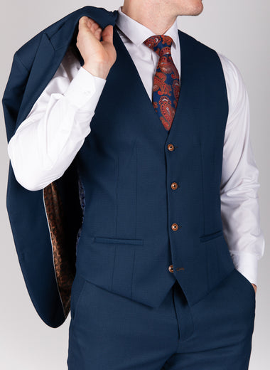 Max - Royal Blue Single Breasted Waistcoat