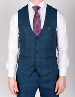 Jerry - Blue Check Single Breasted Waistcoat