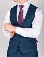 Jerry - Blue Check Single Breasted Waistcoat