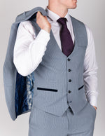 Bromley - Sky Blue Single Breasted Check Waistcoat