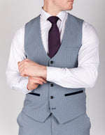 Bromley - Sky Blue Single Breasted Check Waistcoat